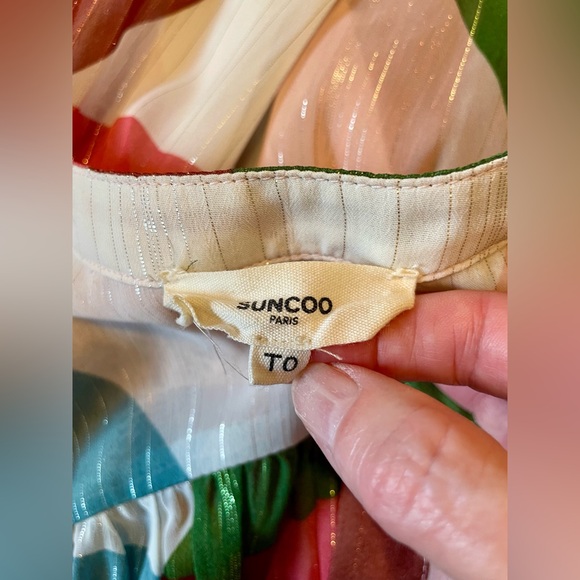 SUNCOO Paris Celina Multicolor Geometric Print Sheer Dress Size TO (XS) *READ - Picture 9 of 9